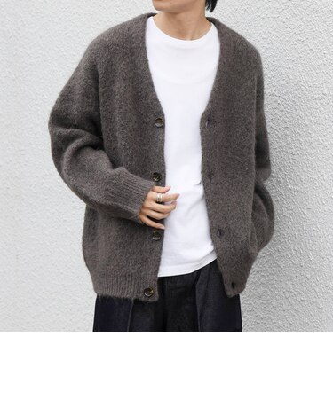 〈手洗い可能〉アルパカ ミックス シャギー ニット カーディガン 26AW◆