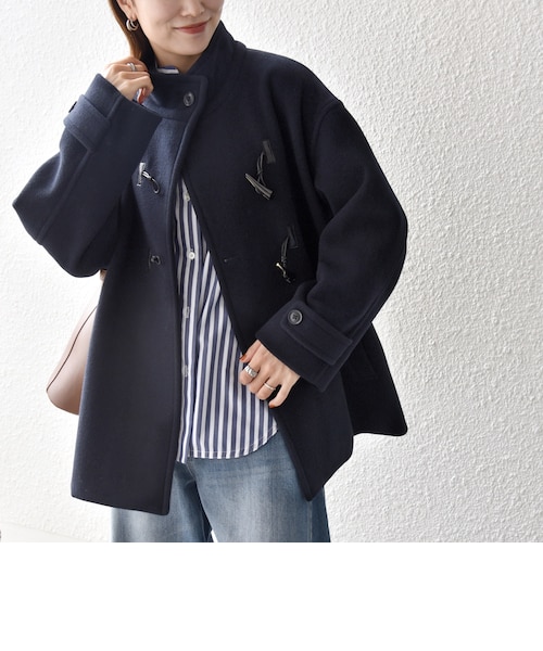 予約》カシミヤ ミックス スタンドカラー ショート ダッフル コート
