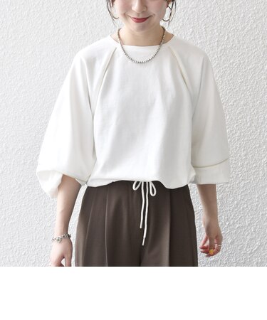 【WEB限定】〈洗濯機可能〉裏毛 パイピング ドロスト プルオーバー TEE