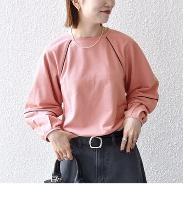 【WEB限定】〈洗濯機可能〉裏毛 パイピング ドロスト プルオーバー TEE