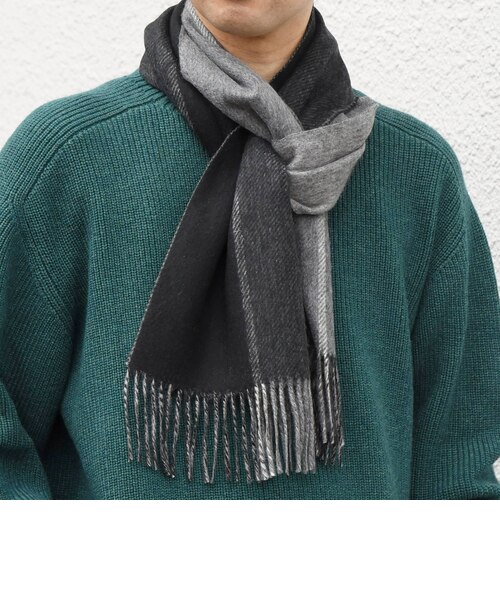 サープラスヤーン ウール カシミヤ リバーシブル パネル マフラー26AW