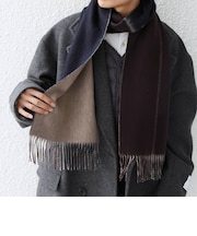 サープラスヤーン ウール カシミヤ リバーシブル パネル マフラー26AW◆