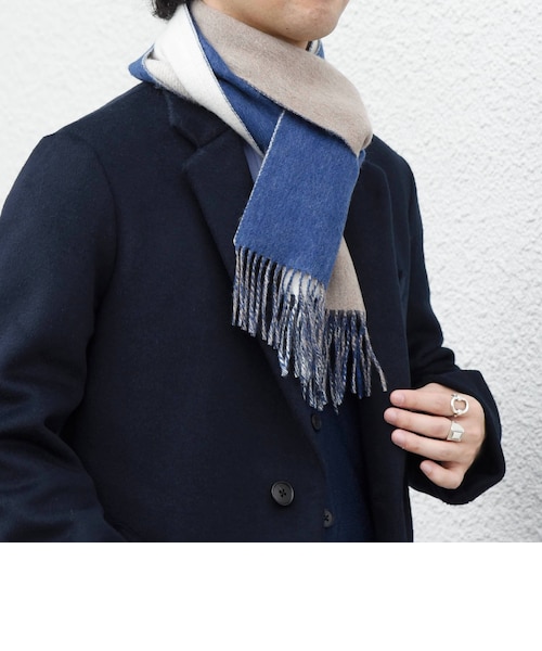 サープラスヤーン ウール カシミヤ リバーシブル パネル マフラー26AW