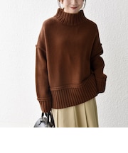 《予約》〈手洗い可能〉ワイド リブ ハイネック ニット プルオーバー