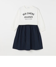 〈洗濯機可能〉スウェット ドッキング チェック ワンピース<KIDS>◆