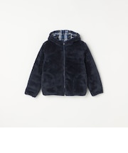 リバーシブル フリース チェック 中綿 フード ジャケット<KIDS>◆