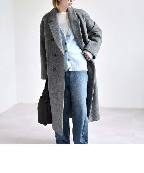 《予約》フレンチメリノウール ダブルブレスト ロング コート