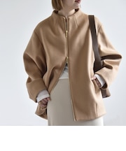 《予約》PURE WOOL ボトルネック コクーン ジップ ミディ コート