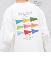 SNOOPY コラボ ヴィンテージライク ペナント グラフィック プリント Tシャツ(ロンT)◇