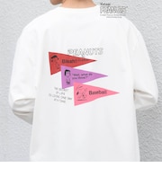 SNOOPY コラボ ヴィンテージライク ペナント グラフィック プリント Tシャツ(ロンT)◇