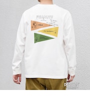 SNOOPY コラボ ヴィンテージライク ペナント グラフィック プリント Tシャツ(ロンT)◇
