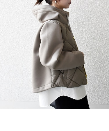 【WEB限定】キルティング コンビ フーディー ジップ ブルゾン