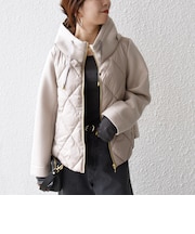 【WEB限定】キルティング コンビ フーディー ジップ ブルゾン