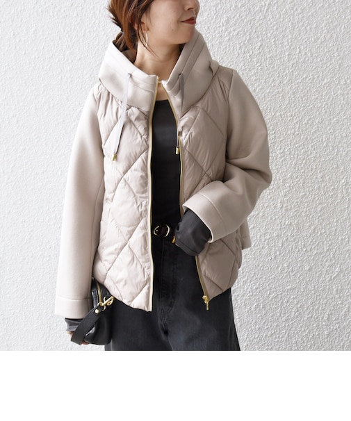 【WEB限定】キルティング コンビ フーディー ジップ ブルゾン
