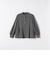〈洗濯機可能〉裏起毛 バンドカラー フレア ブラウス［NAVY BLUE］