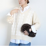 《予約》【WEB限定】〈手洗い可能〉アンゴラ混 レース コンビ Vネック ニット プルオーバー