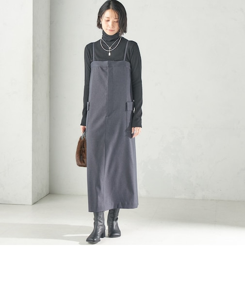 《予約》〈手洗い可能〉ストレッチ ツイル サロペット スカート