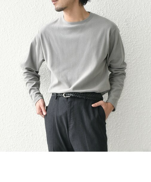 《予約》〈吸湿発熱・吸水速乾〉起毛 スムース クルーネック ロンT◆