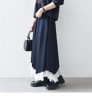《予約》〈洗濯機可能〉サテン ヘム レース スカート