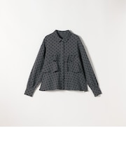 〈洗濯機可能〉フロッキー ドット ティアード シャツ ［NAVY BLUE］