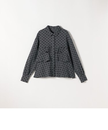 〈洗濯機可能〉フロッキー ドット ティアード シャツ ［NAVY BLUE］