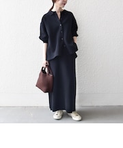 《予約》【WEB限定】〈手洗い可能〉ニット シャツ × タイトスカート セットアップ