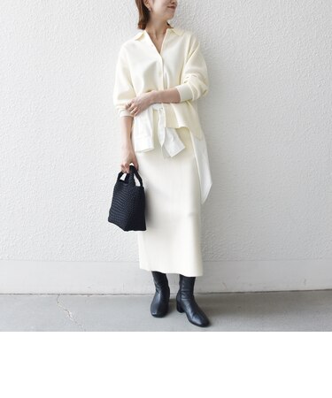 《予約》【WEB限定】〈手洗い可能〉ニット シャツ × タイトスカート セットアップ