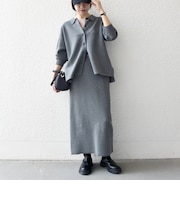 《予約》【WEB限定】〈手洗い可能〉ニット シャツ × タイトスカート セットアップ