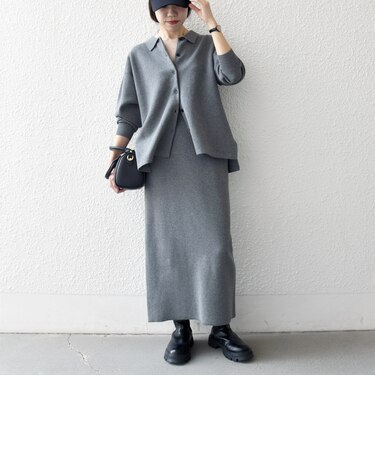 《予約》【WEB限定】〈手洗い可能〉ニット シャツ × タイトスカート セットアップ