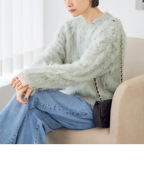 《予約》〈手洗い可能〉シャギー クルーネック プルオーバー