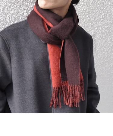 サープラスヤーン ウール カシミヤ リバーシブル ソリッド マフラー 26AW (ブラウン)◆