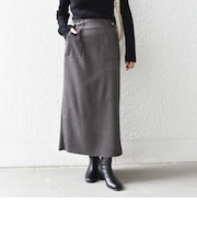 〈手洗い可能〉ストレッチ ポリエステルスエード タイト スカート