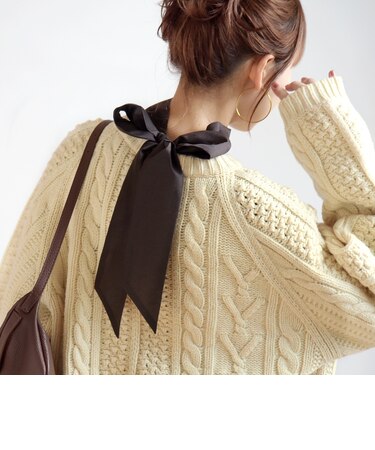 〈手洗い可能〉布帛 ボウタイ コンビ 2WAY トップス