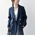 《予約》〈手洗い可能〉グレンチェック テーラード ダブル ジャケット［NAVY BLUE］