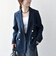 《予約》〈手洗い可能〉グレンチェック テーラード ダブル ジャケット［NAVY BLUE］