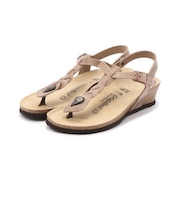 【パピリオ】アシュレイ ブレイディド/タバコ オイルドレザー/サンダル レディース