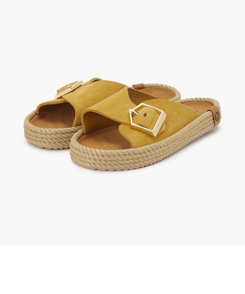 VINILO/ヴィニーロ】スエードフリンジバックルスライドサンダル