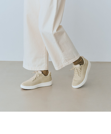 【オーソフィート】ワンダー ワイド/ベージュ ニット テキスタイル/シューズ レディース