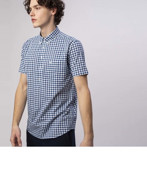 ギンガムチェック半袖ビジネスシャツ｜ラコステの通販｜&mall