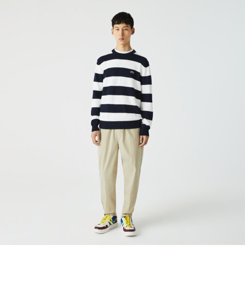 ボーダーオーガニックコットンニットセーター