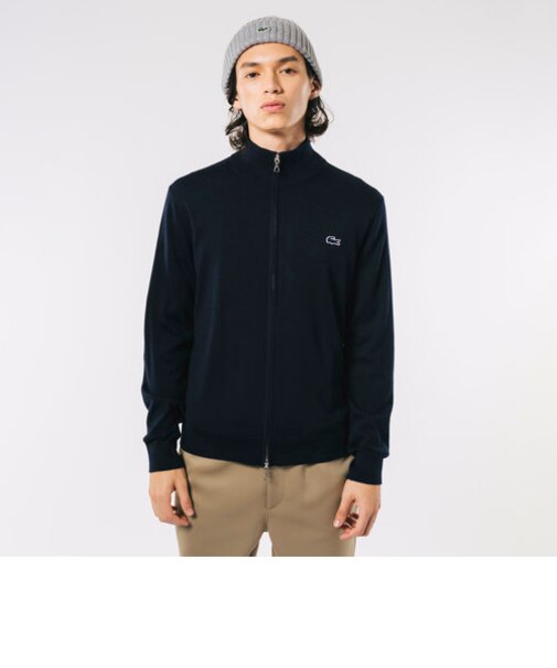 ウォッシャブルウールジップアップニットセーター