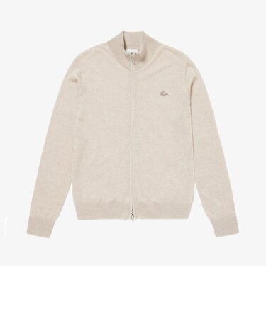 ウォッシャブルウールジップアップニットセーター