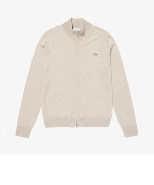ウォッシャブルウールジップアップニットセーター