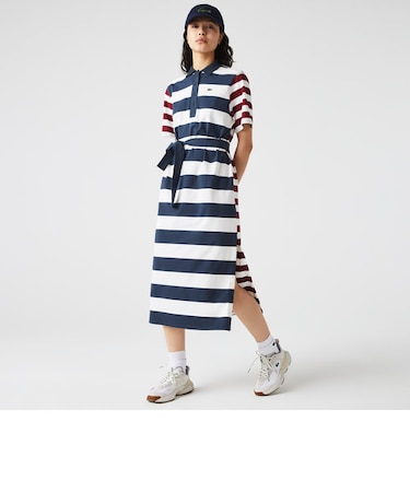 コットンジャージボーダーポロドレス