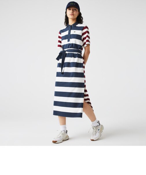 コットンジャージボーダーポロドレス