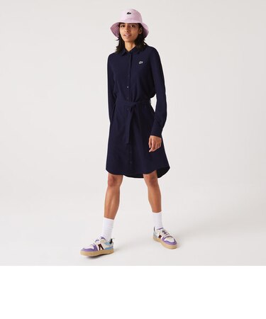 鹿の子地シャツドレス