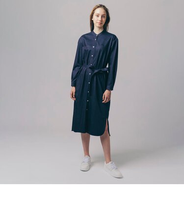 インディゴライクニットシャツドレス
