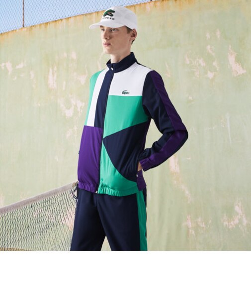 アシンメトリーカラーブロックセットアップトラックスーツ