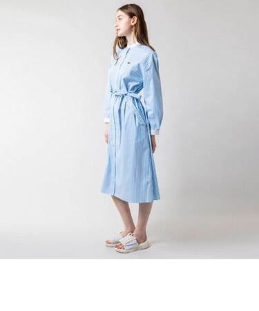 バンドカラークレリックシャツドレス