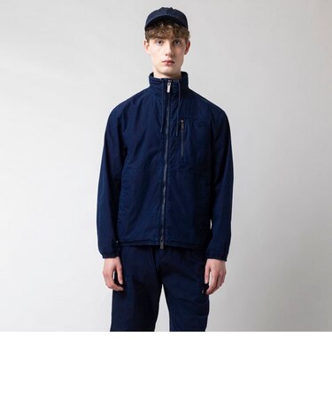 スタンドカラーインディゴジップアップジャケット